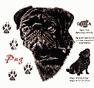 Pug (Black) Dog History Tote