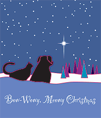 Bow-Wowy, Meowy Christmas Canvas Tote