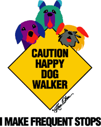 Happy Dog Walker Canvas Tote